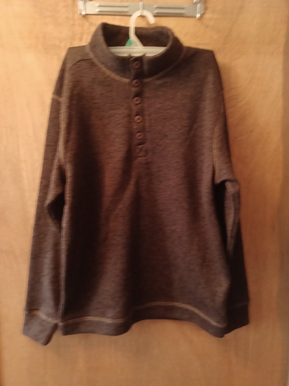 Weatherproof Vintage Men's Brown Button Up Pullover Sweater
